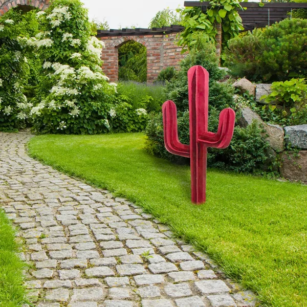 cactus 3 branches rouge sculptures métalliques Lolito déco