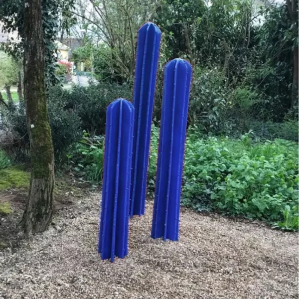 lot de trois cactus bleu sculpture métallique Lolito déco