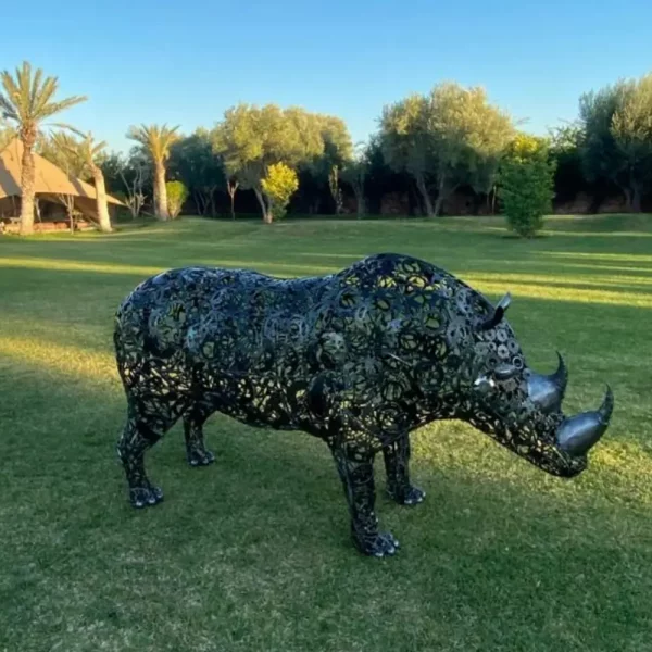 rhinocéros sculpture métallique recyclée lolito déco